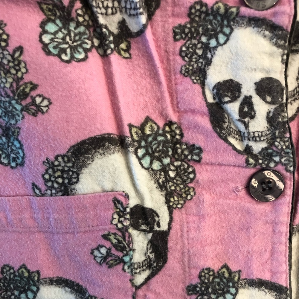 PJ Salvage Skull Flannel Pajama PJ Top Size M